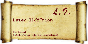 Later Ilárion névjegykártya